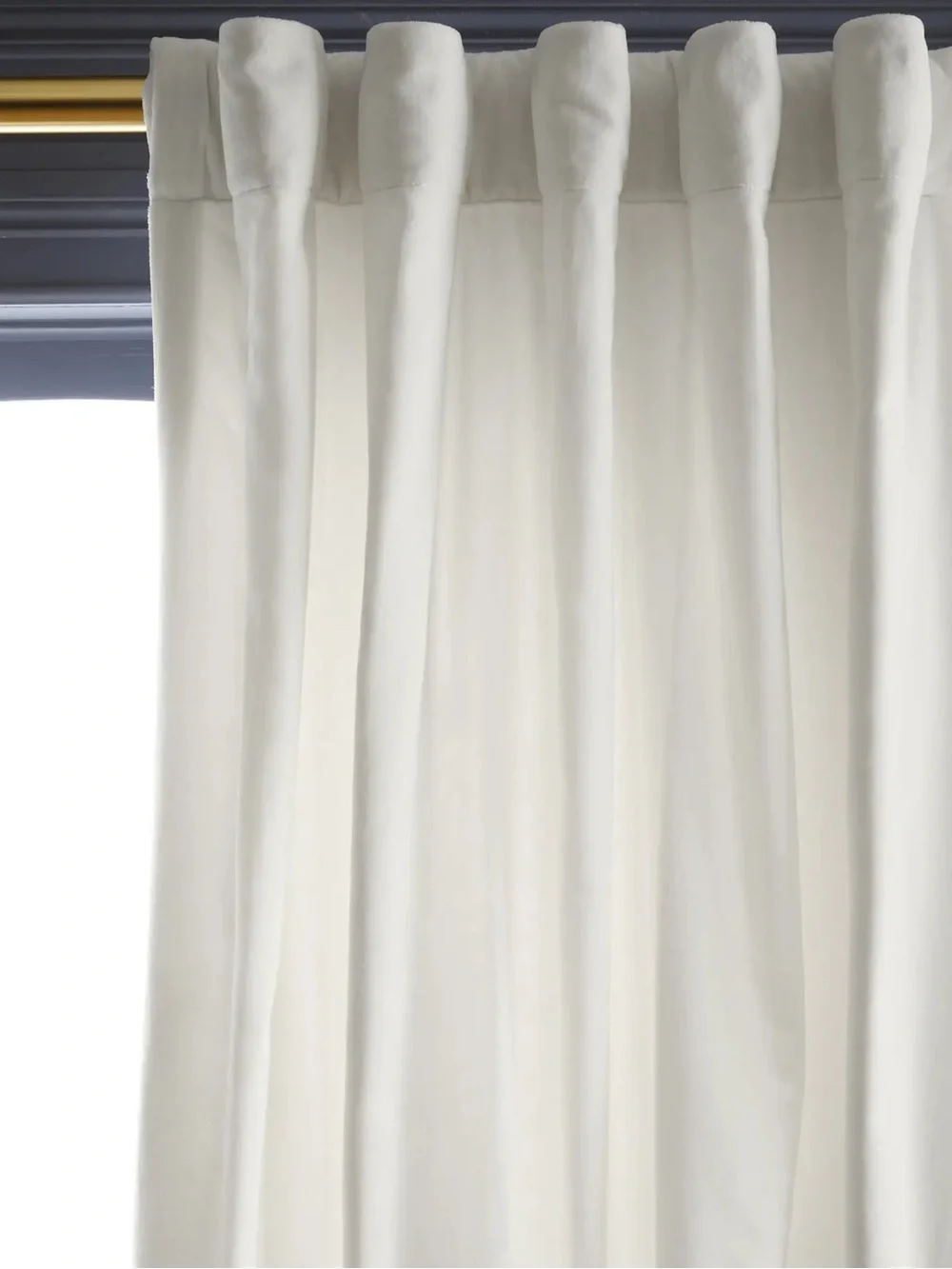 NWT QUINCE Set Of 2 48x108 Cotton Velvet Curtains Ivory 9748